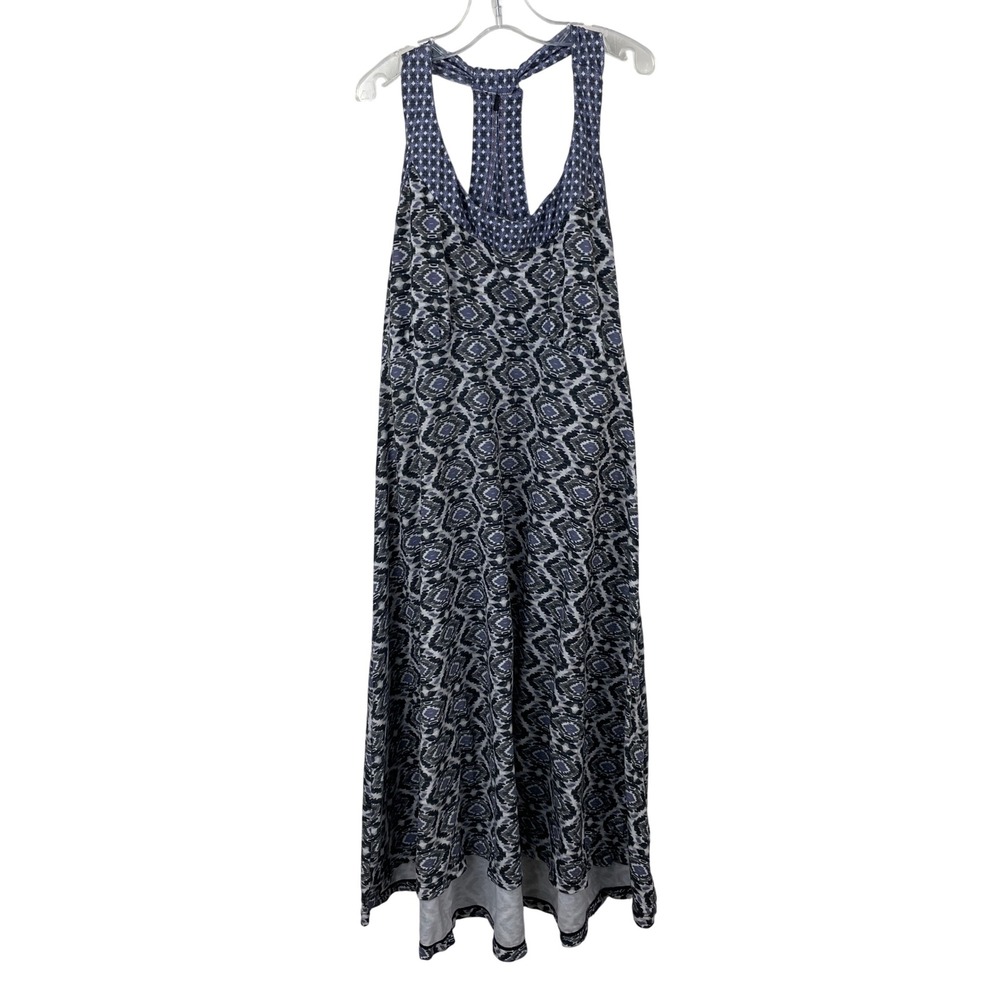 Prana Women Purple Ikat Geometric‎ Racerback Midi Dress Built-in Bra